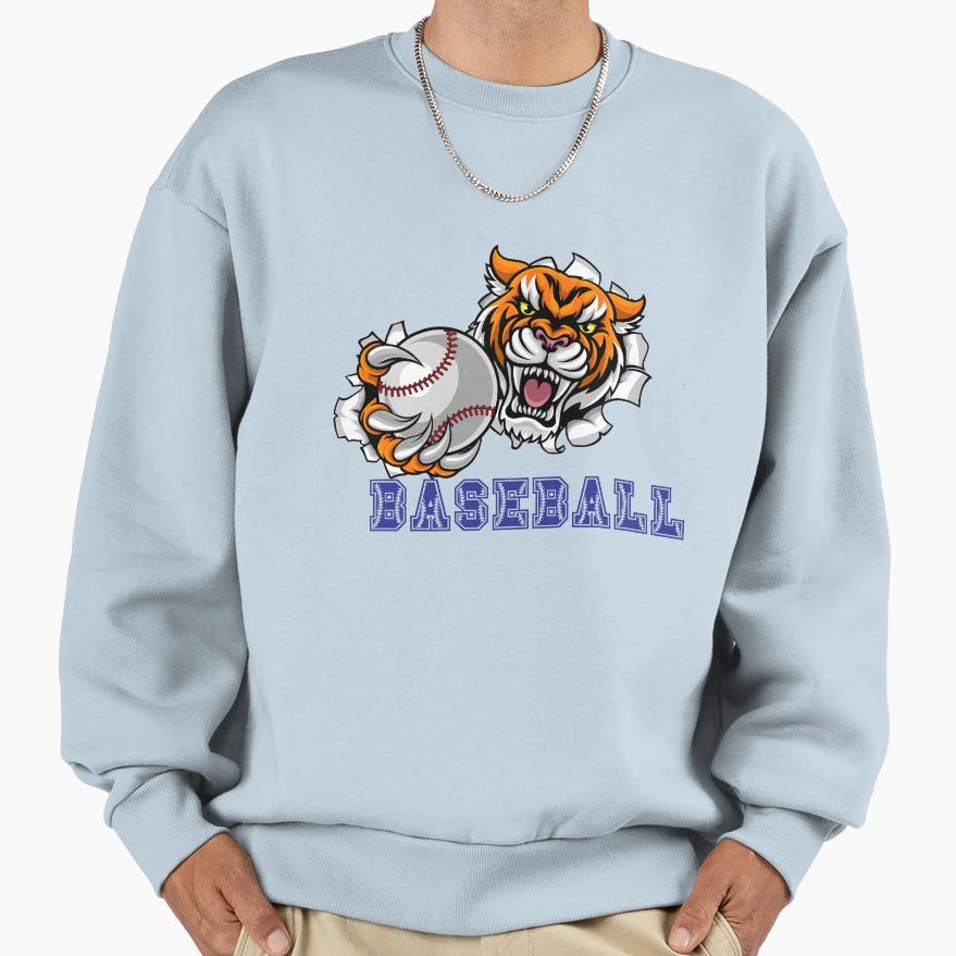 Fierce Tiger Baseball Logo Dynamic Sweatshirt - Graphic Print for Adults - T-Shirt, Sweatshirt, Hoodie