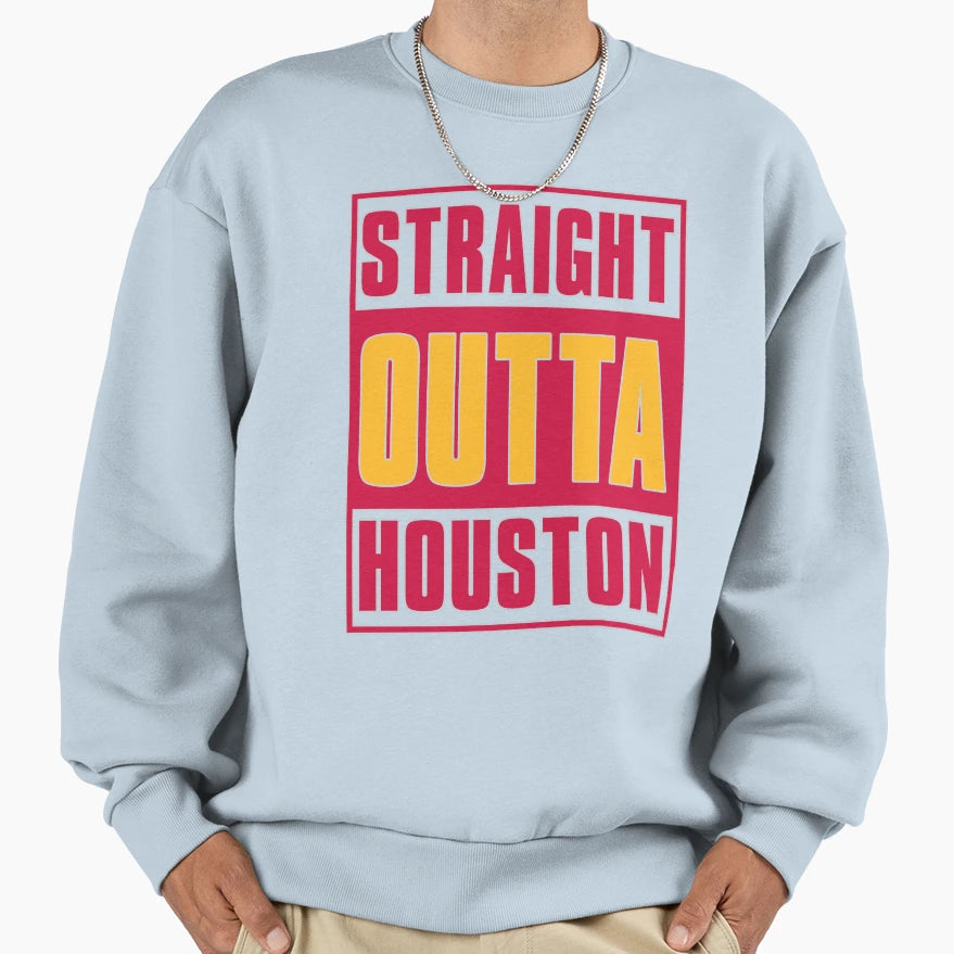 Straight Out Houston Basketball Sweatshirt - Aesthetic Graphic for Adults - T-Shirt, Sweatshirt, Hoodie