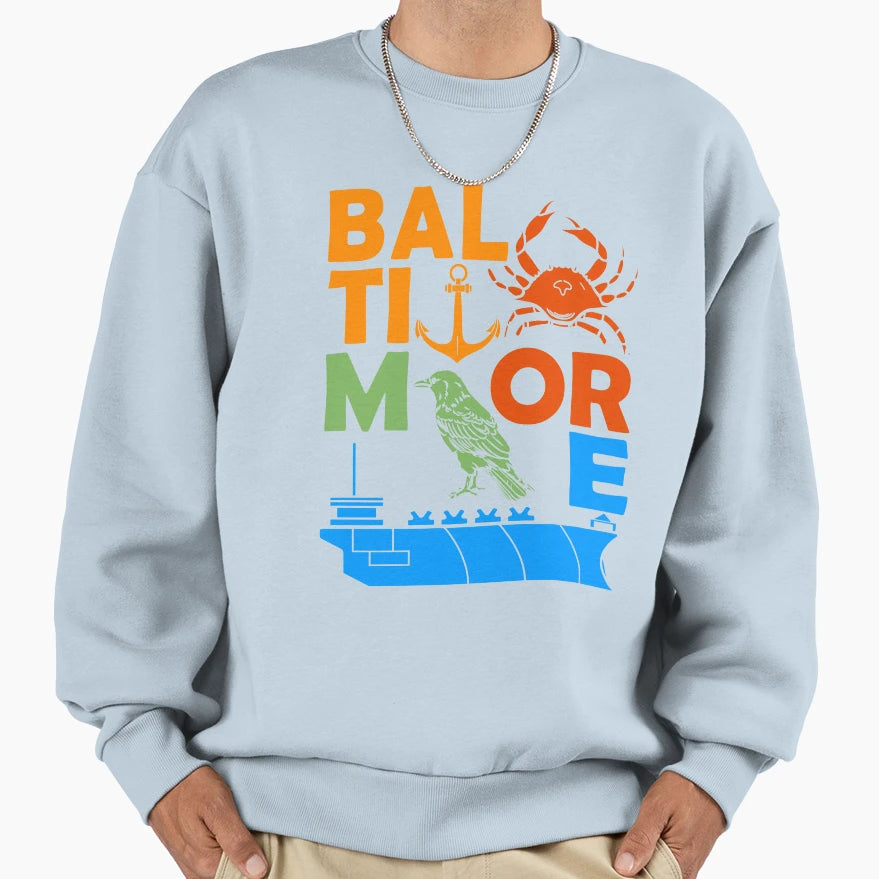 Baltimore Maryland Souvenir Sweatshirt - Aesthetic Graphic for Adults - T-Shirt, Sweatshirt, Hoodie