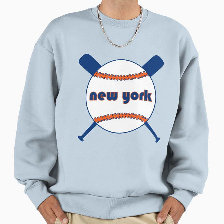 New York Throwback Baseball Crossed Sweatshirt - Aesthetic Graphic Unisex - T-Shirt, Sweatshirt, Hoodie