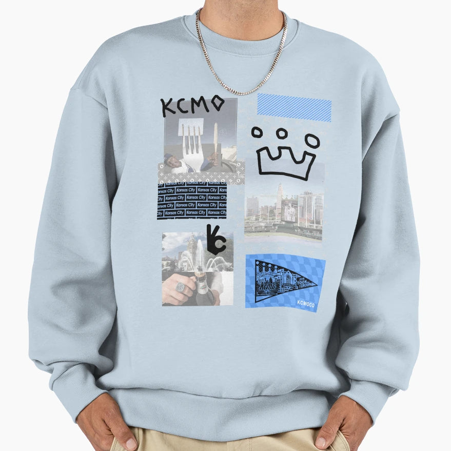 Kansas City Baseball Fan Collage Sweatshirt - Aesthetic Graphic for Adults - T-Shirt, Sweatshirt, Hoodie