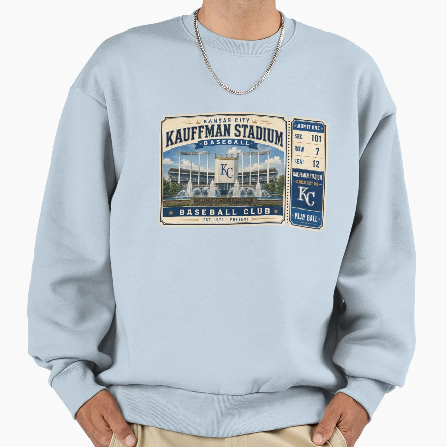 Kansas City Kauffman Stadium Sweatshirt - Streetwear Style for Adults - T-Shirt, Sweatshirt, Hoodie