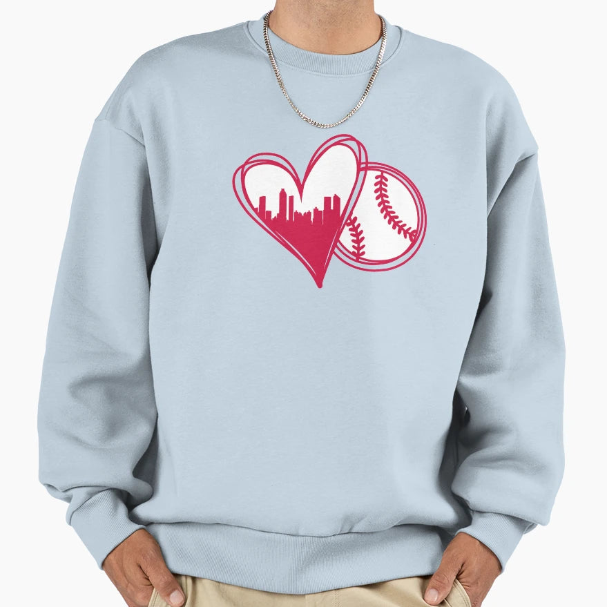 I Love Atlanta Baseball City Skyline Sweatshirt - Graphic Print Men Women - T-Shirt, Sweatshirt, Hoodie