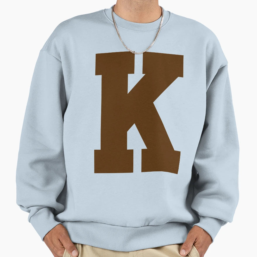Alphabet Brown K Sports Letter K Sweatshirt - Trendy Graphic Men Women - T-Shirt, Sweatshirt, Hoodie