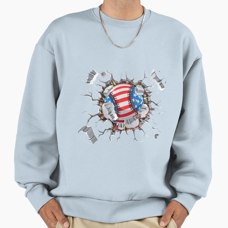 American Flag Baseball Breakthrough Sweatshirt - Streetwear Style Unisex - T-Shirt, Sweatshirt, Hoodie