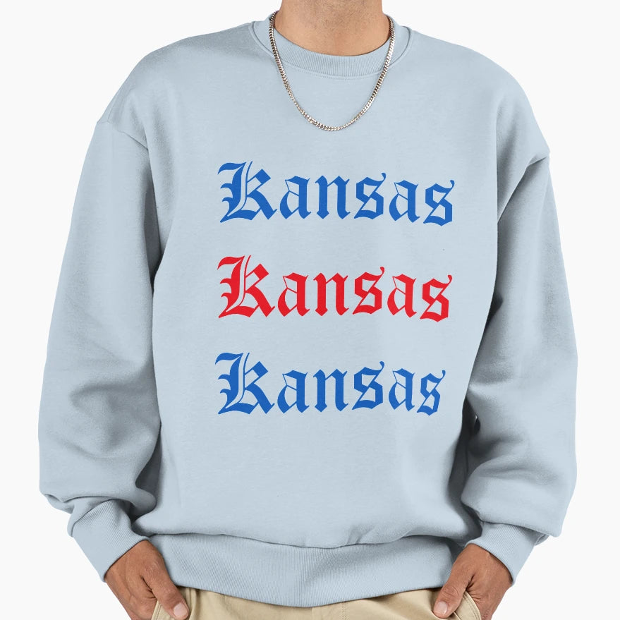 Kansas Medieval Gothic Font Sweatshirt - Novelty Apparel Men Women - T-Shirt, Sweatshirt, Hoodie