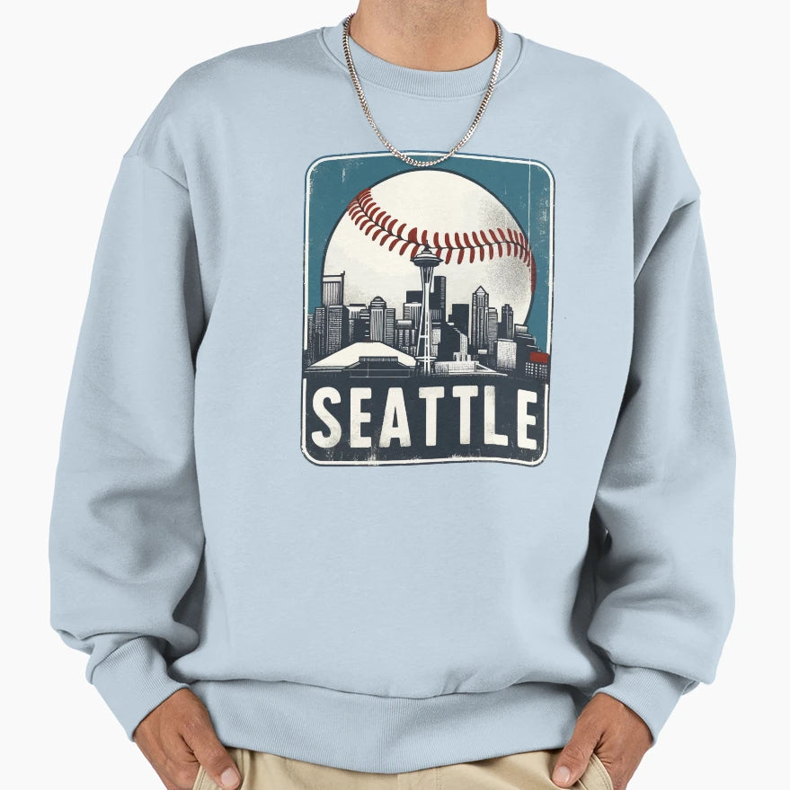 Seattle Baseball Cityscape Sweatshirt - Streetwear Style Unisex - T-Shirt, Sweatshirt, Hoodie