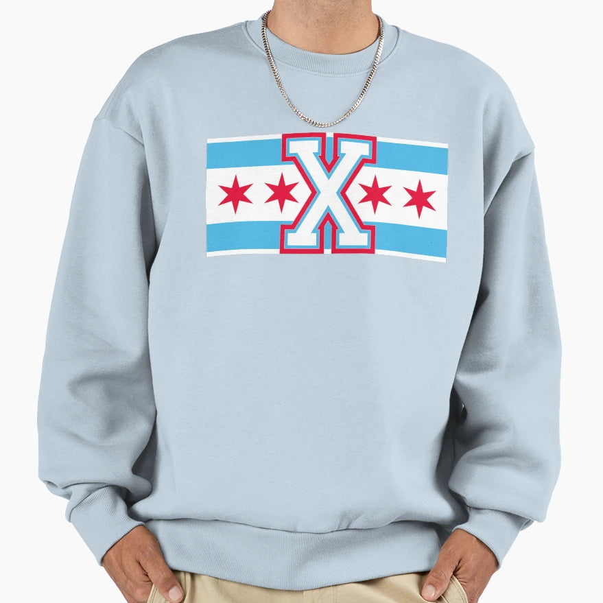 Straight Edge Chicago Flag V4 Sweatshirt - Casual Everyday Wear Unisex - T-Shirt, Sweatshirt, Hoodie