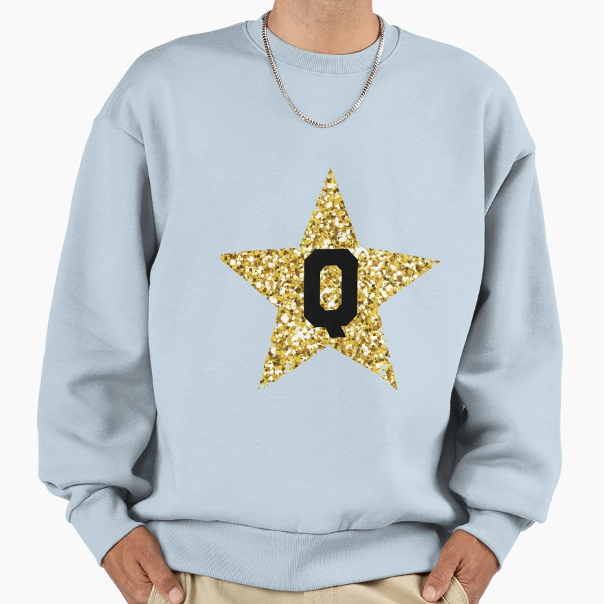 Q Gold Star Sweatshirt - Unique Graphic Men Women - T-Shirt, Sweatshirt, Hoodie