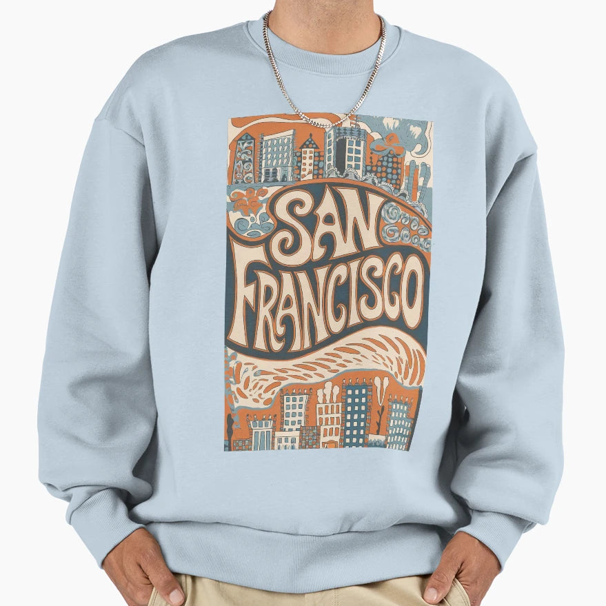 San Francisco Whimsical City Life Sweatshirt - Novelty Apparel Unisex - T-Shirt, Sweatshirt, Hoodie