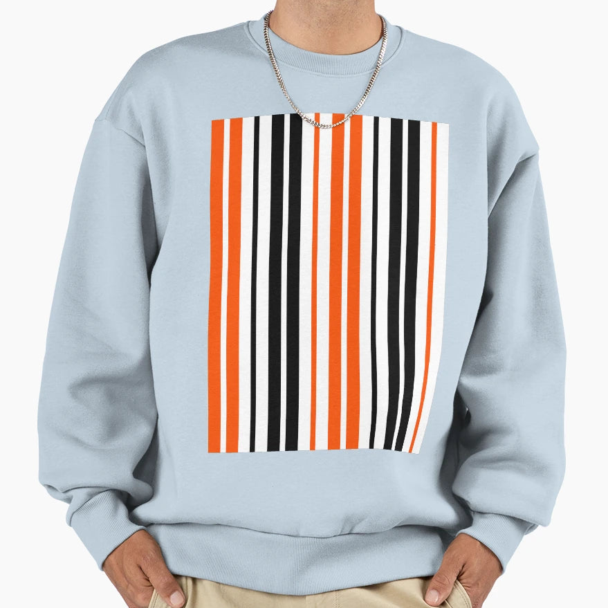 Orange Black Stripes White Background Sweatshirt - Graphic Print for Adults - T-Shirt, Sweatshirt, Hoodie