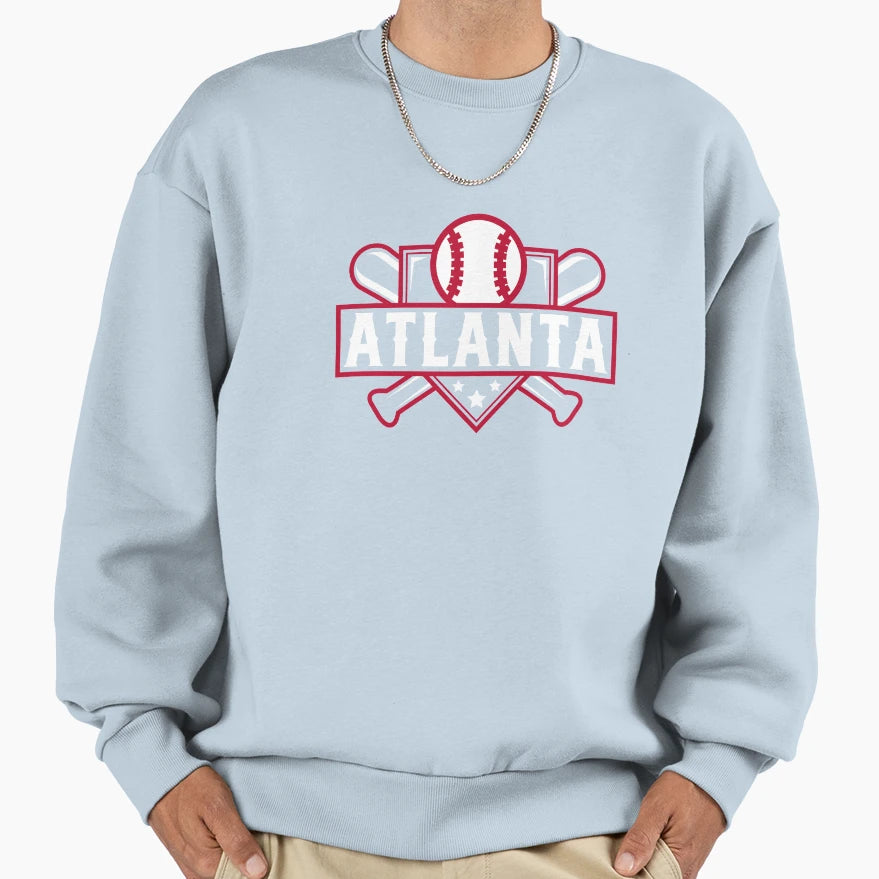 Atlanta Baseball Home Plate Crossed Sweatshirt - Novelty Apparel Unisex - T-Shirt, Sweatshirt, Hoodie