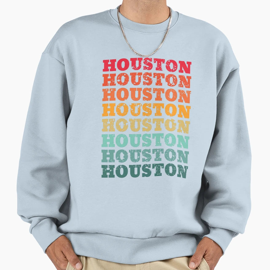 Houston Repeated Sunset Colors Sweatshirt - Custom Art Print Unisex - T-Shirt, Sweatshirt, Hoodie