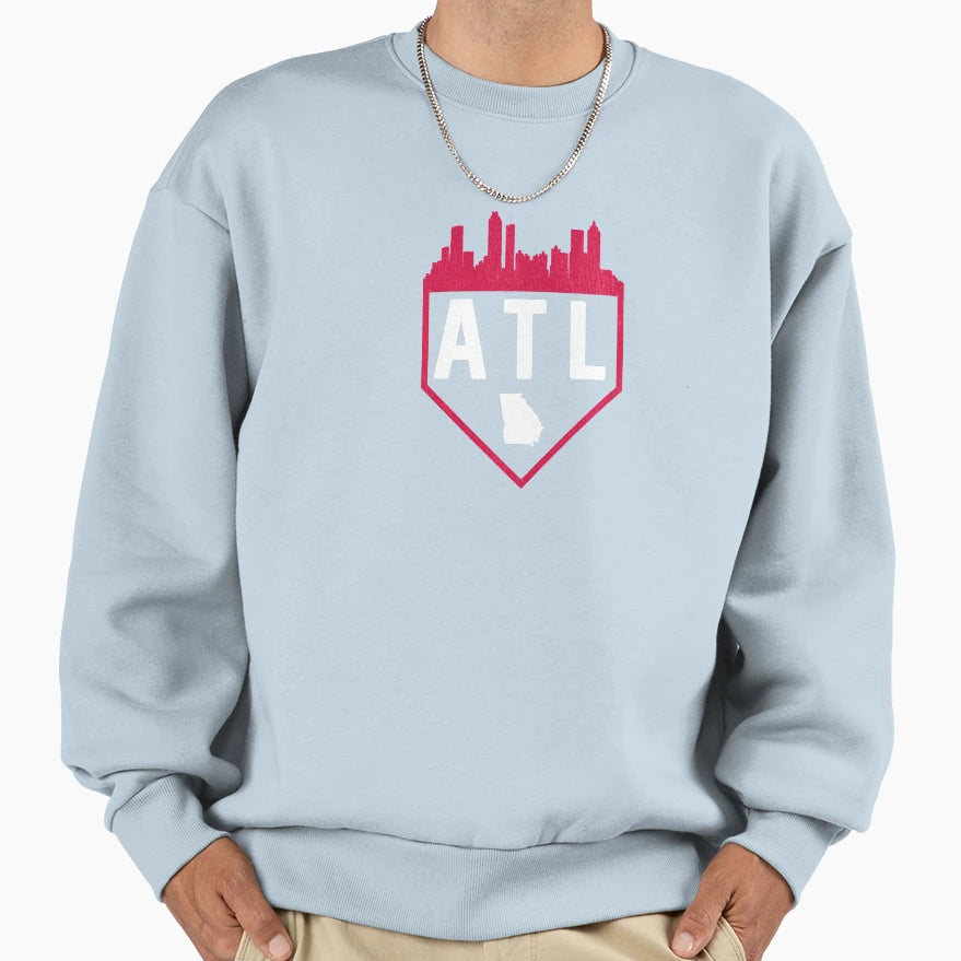 Atlanta Baseball Home Plate Sweatshirt - Casual Everyday Wear for Adults - T-Shirt, Sweatshirt, Hoodie