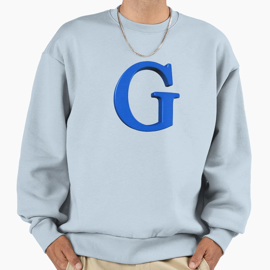 Letter G Dimensional Blue Sweatshirt - Aesthetic Graphic Unisex - T-Shirt, Sweatshirt, Hoodie