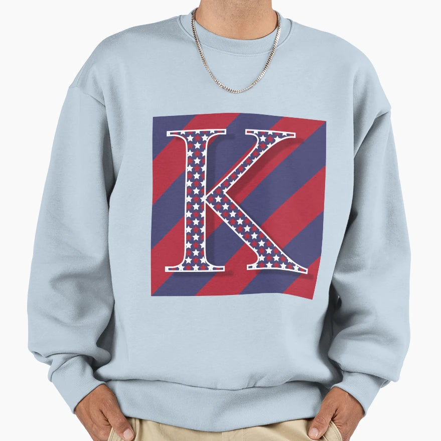 Letter K Americana Old Glory Red Sweatshirt - Casual Everyday Wear Unisex - T-Shirt, Sweatshirt, Hoodie