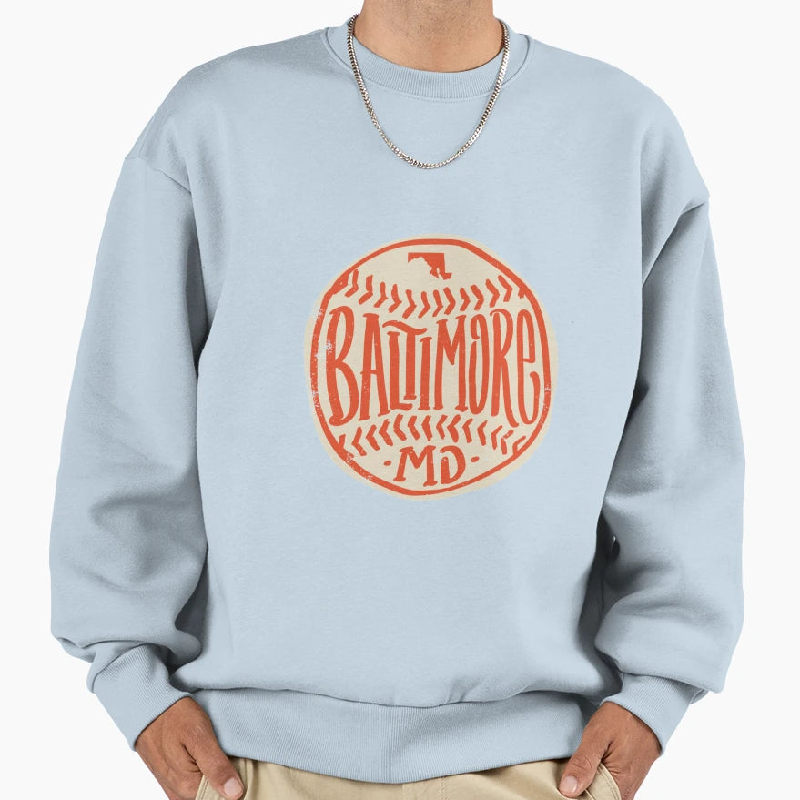 Hand Drawn Baseball Baltimore Custom Sweatshirt - Graphic Print Men Women - T-Shirt, Sweatshirt, Hoodie