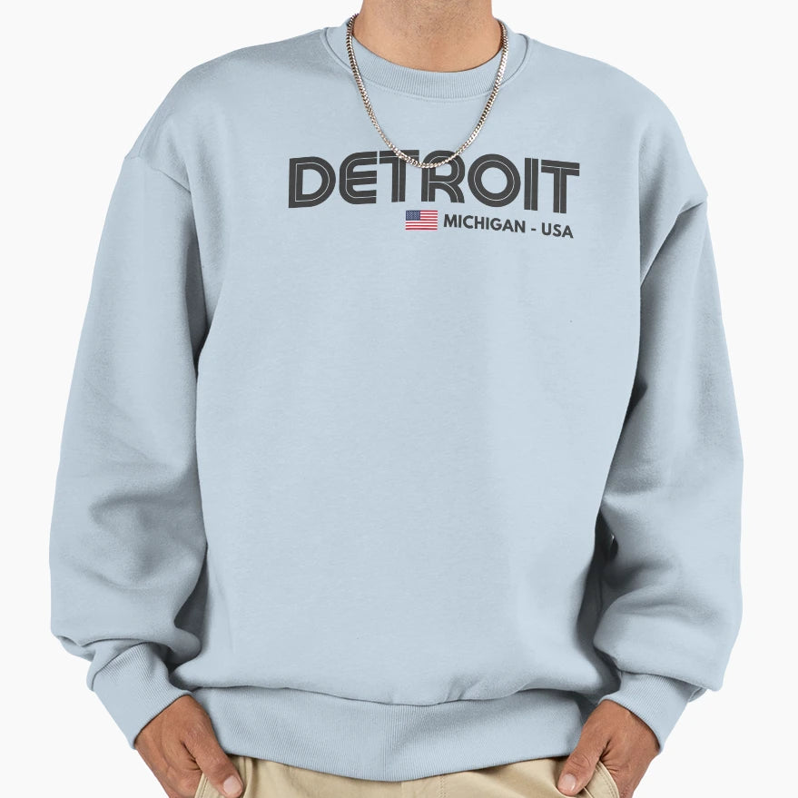 Detroit Michigan Usa Sweatshirt - Novelty Apparel Unisex - T-Shirt, Sweatshirt, Hoodie