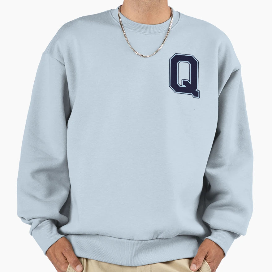 Navy Blue Letter Q Initial Monogram Sweatshirt - Streetwear Style Men Women - T-Shirt, Sweatshirt, Hoodie