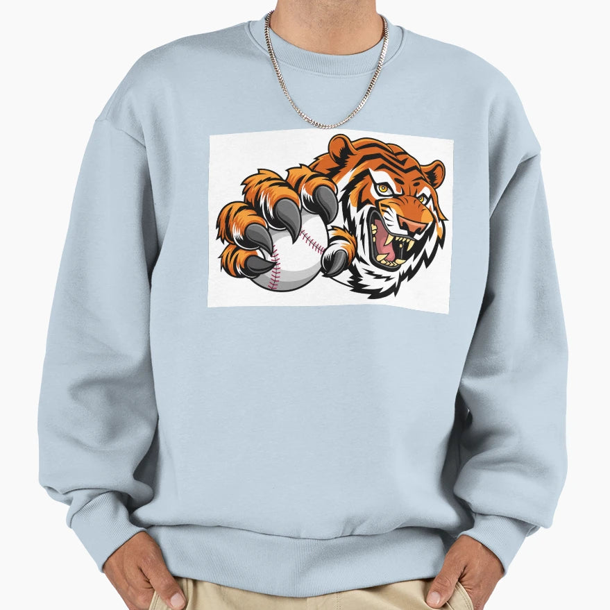 Ferocious Tiger Baseball Sweatshirt - Casual Everyday Wear Men Women - T-Shirt, Sweatshirt, Hoodie