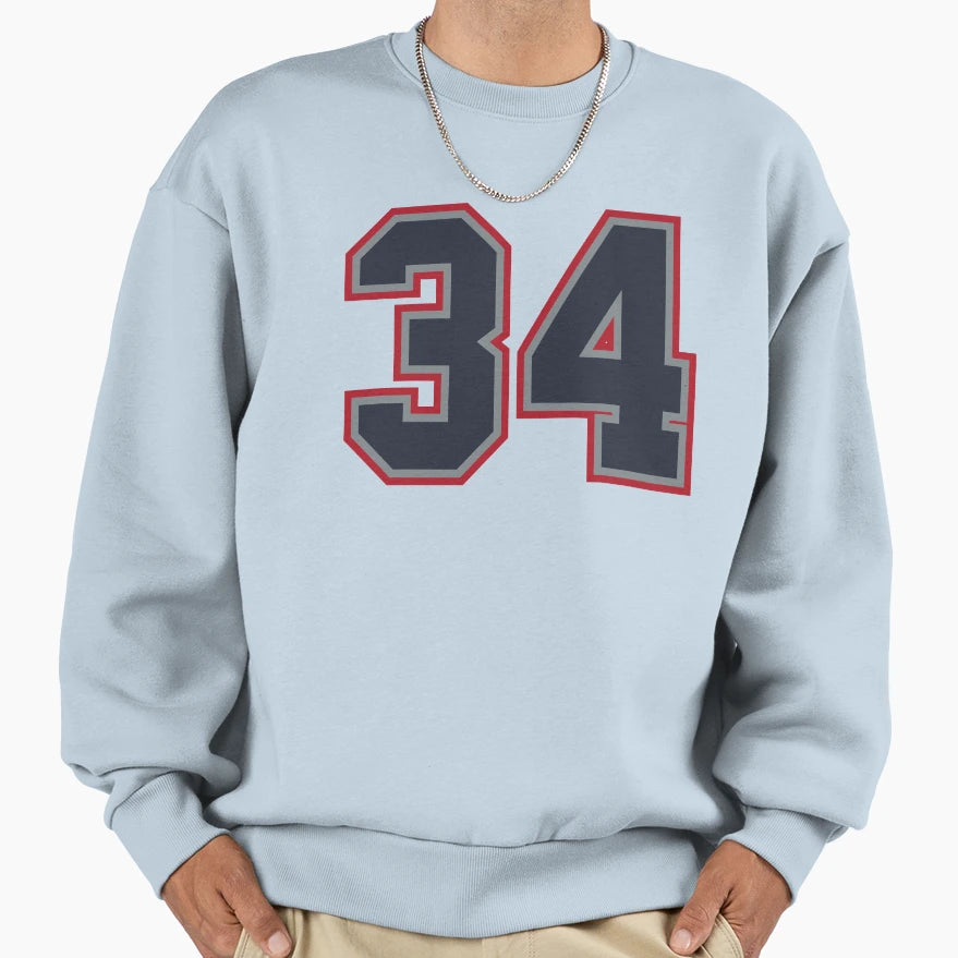 34 Navy Grey Red Sports Number Thirty Sweatshirt - Trendy Graphic Unisex - T-Shirt, Sweatshirt, Hoodie
