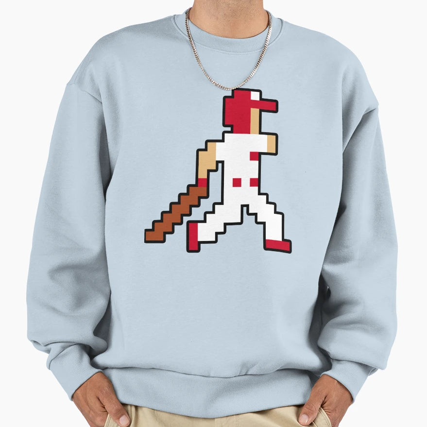 Cincinnati Pixel Baseball Player Sweatshirt - Unique Graphic Men Women - T-Shirt, Sweatshirt, Hoodie