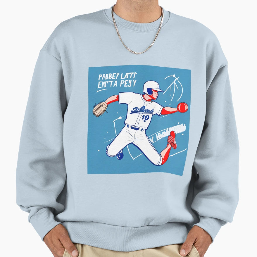Baseball Sliding Sweatshirt - Casual Everyday Wear Men Women - T-Shirt, Sweatshirt, Hoodie