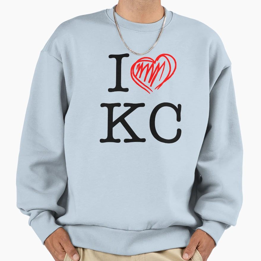 I Heart Kc Black Text Sweatshirt - Minimalist Print for Adults - T-Shirt, Sweatshirt, Hoodie