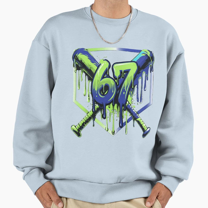 67 Baseball Drip Effect Urban 6 7 Sweatshirt - Minimalist Print for Adults - T-Shirt, Sweatshirt, Hoodie