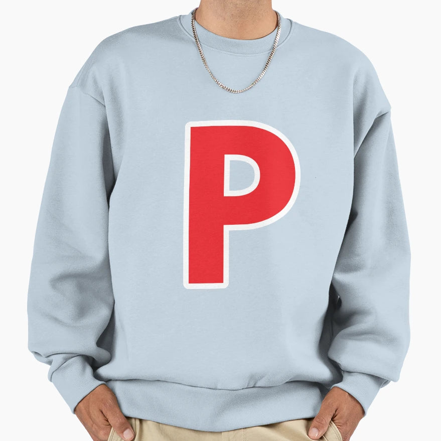 P Initial Letter P Red And White Sweatshirt - Novelty Apparel Unisex - T-Shirt, Sweatshirt, Hoodie