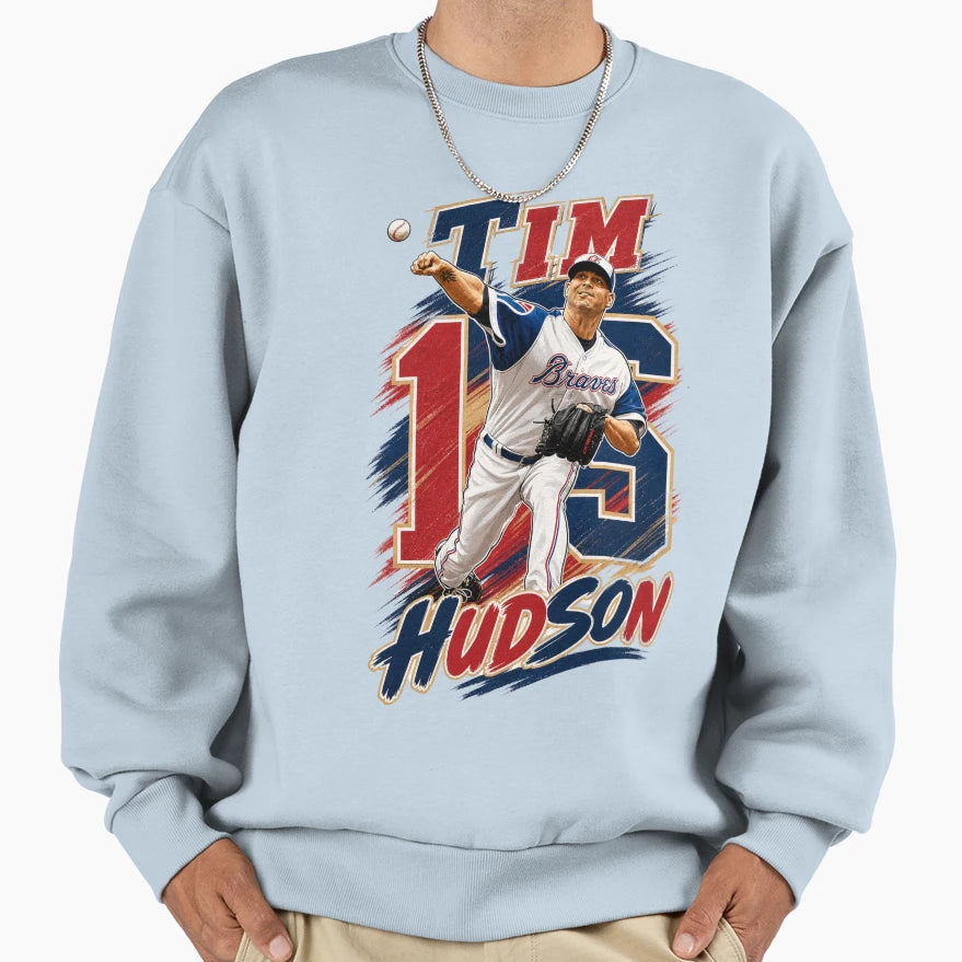 Tim Hudson 15 Atlanta Baseball Sweatshirt - Aesthetic Graphic Men Women - T-Shirt, Sweatshirt, Hoodie