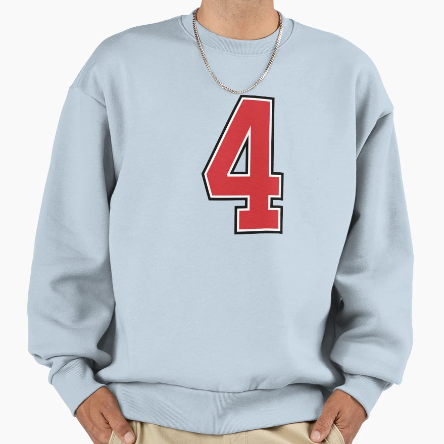 Sports Number 4 Red Black Color Lucky Sweatshirt - Streetwear Style Unisex - T-Shirt, Sweatshirt, Hoodie