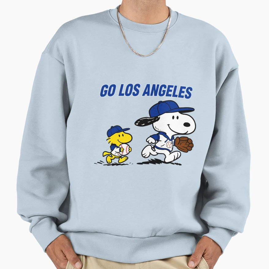 Snoopy Baseball Go Los Angeles Sweatshirt - Aesthetic Graphic Men Women - T-Shirt, Sweatshirt, Hoodie