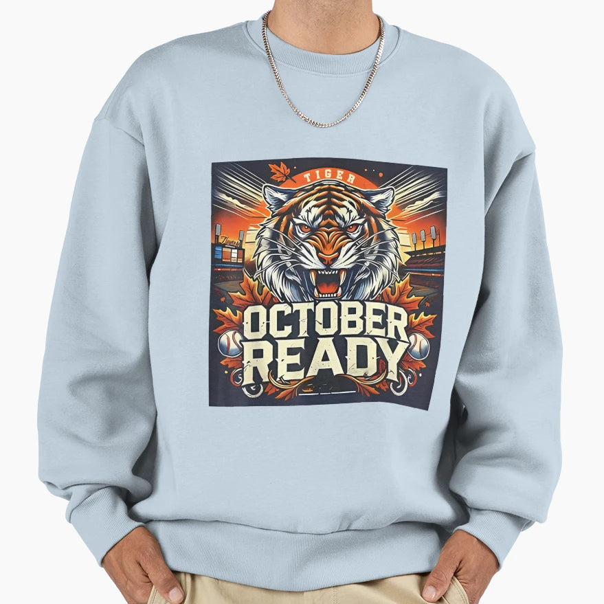 October Ready Baseball Tiger Fan Sweatshirt - Custom Art Print Men Women - T-Shirt, Sweatshirt, Hoodie