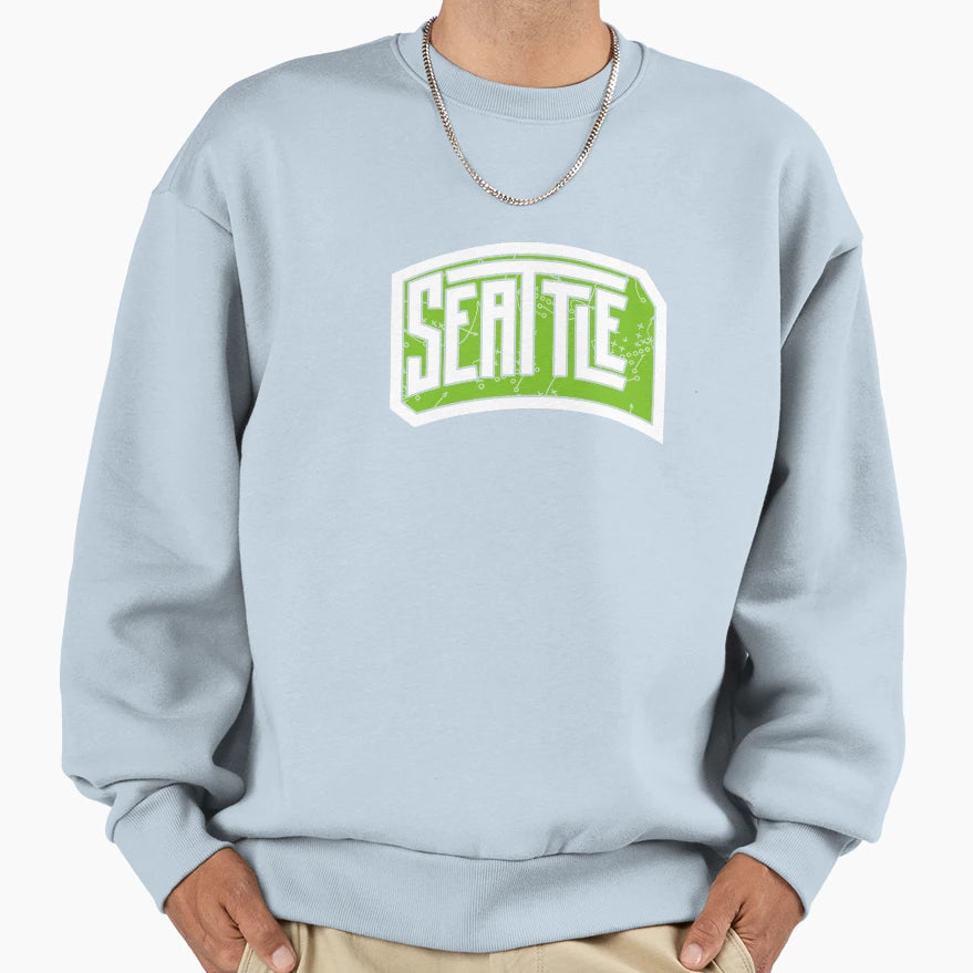 Seattle Football City Word Art Sweatshirt - Aesthetic Graphic for Adults - T-Shirt, Sweatshirt, Hoodie