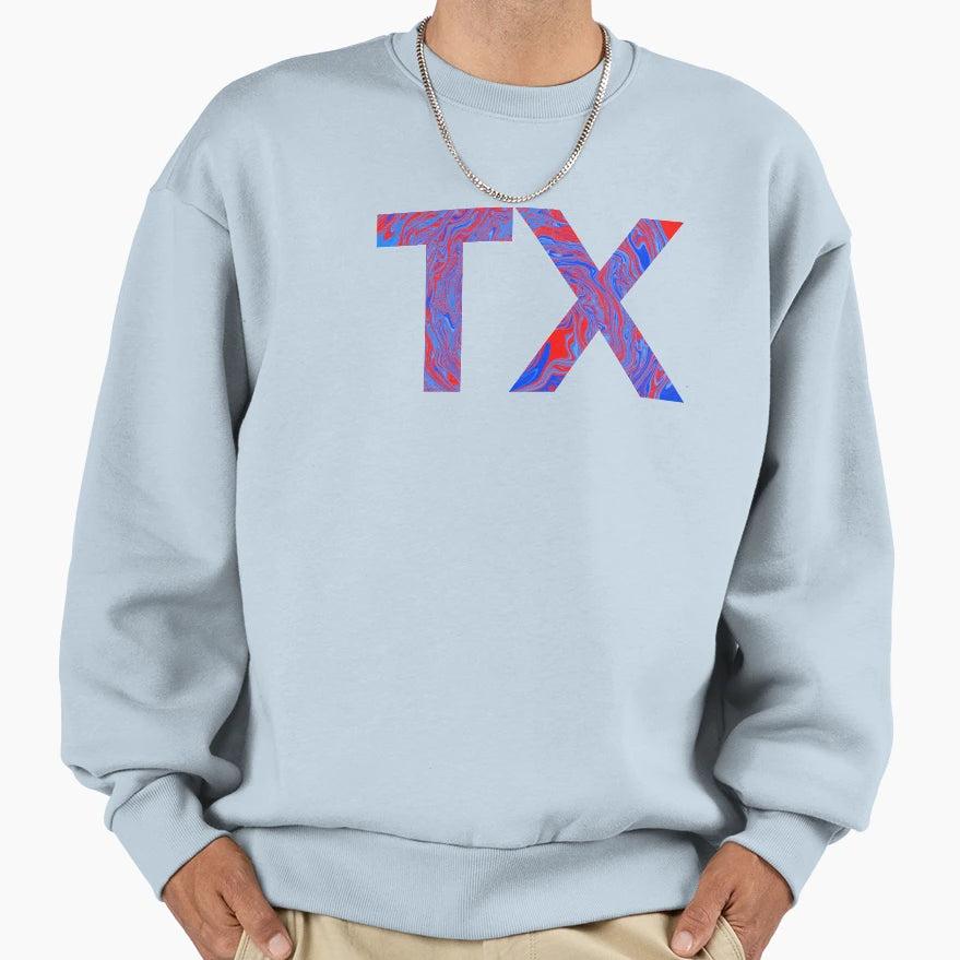 Red And Blue Tx Sweatshirt - Custom Art Print Unisex - T-Shirt, Sweatshirt, Hoodie