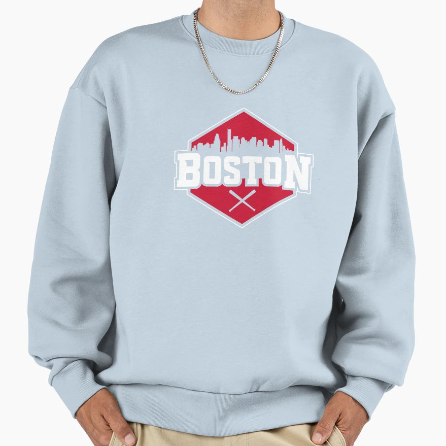 Boston Baseball Modern City Skyline Sweatshirt - Minimalist Print Unisex - T-Shirt, Sweatshirt, Hoodie