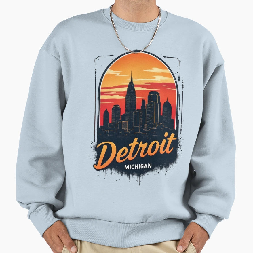 Detroit Michigan Sweatshirt - Trendy Graphic Men Women - T-Shirt, Sweatshirt, Hoodie