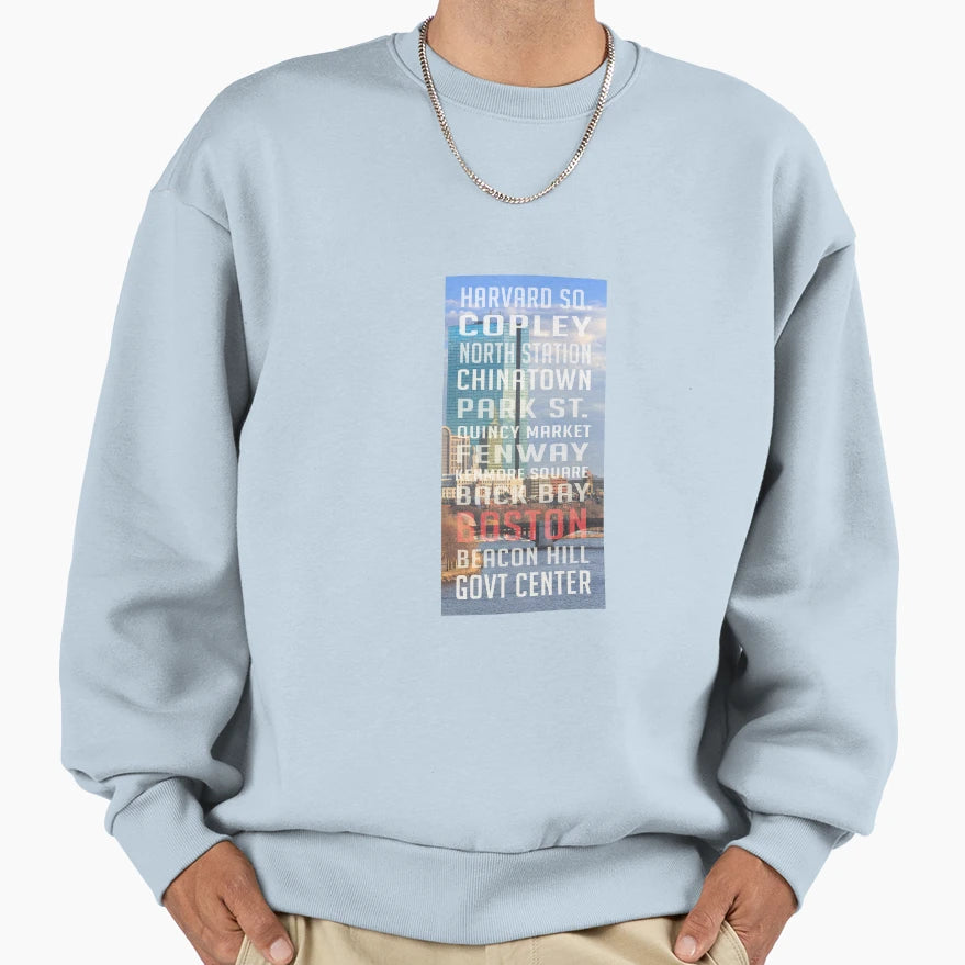 Boston Subway Stops Sweatshirt - Novelty Apparel for Adults - T-Shirt, Sweatshirt, Hoodie