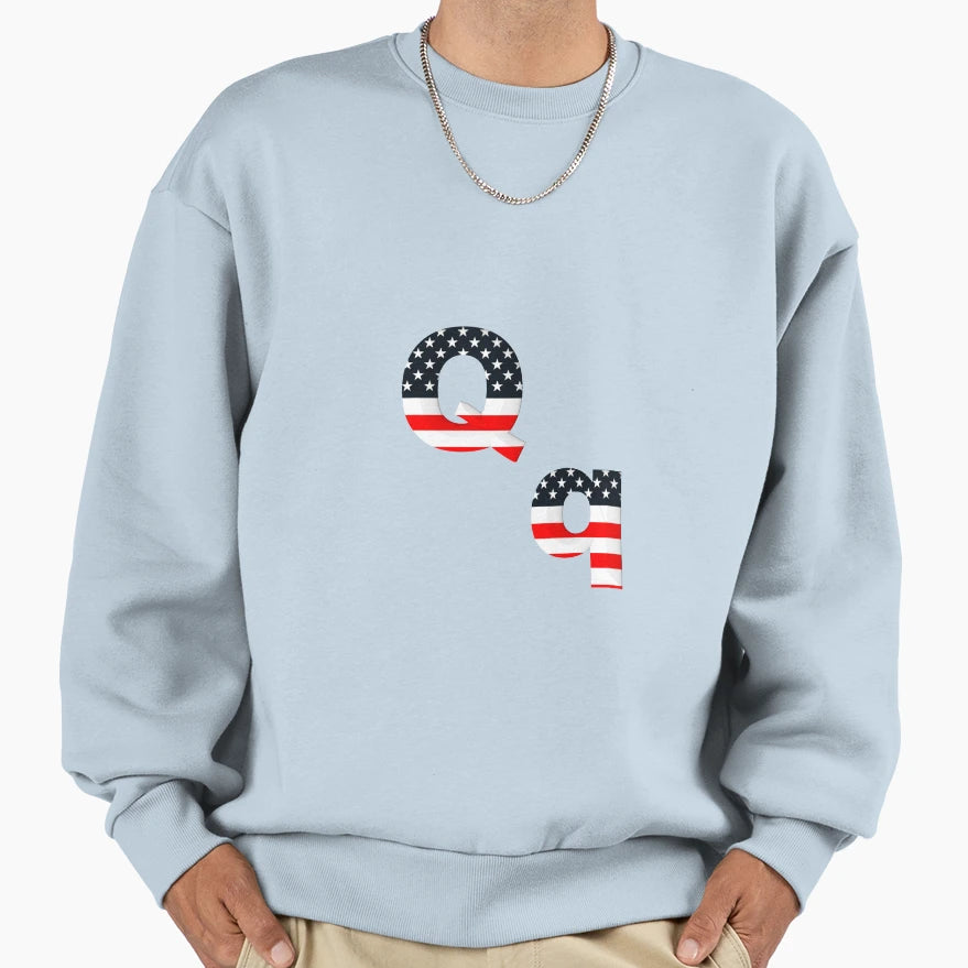 Alphabet Usa Q Sweatshirt - Trendy Graphic Men Women - T-Shirt, Sweatshirt, Hoodie