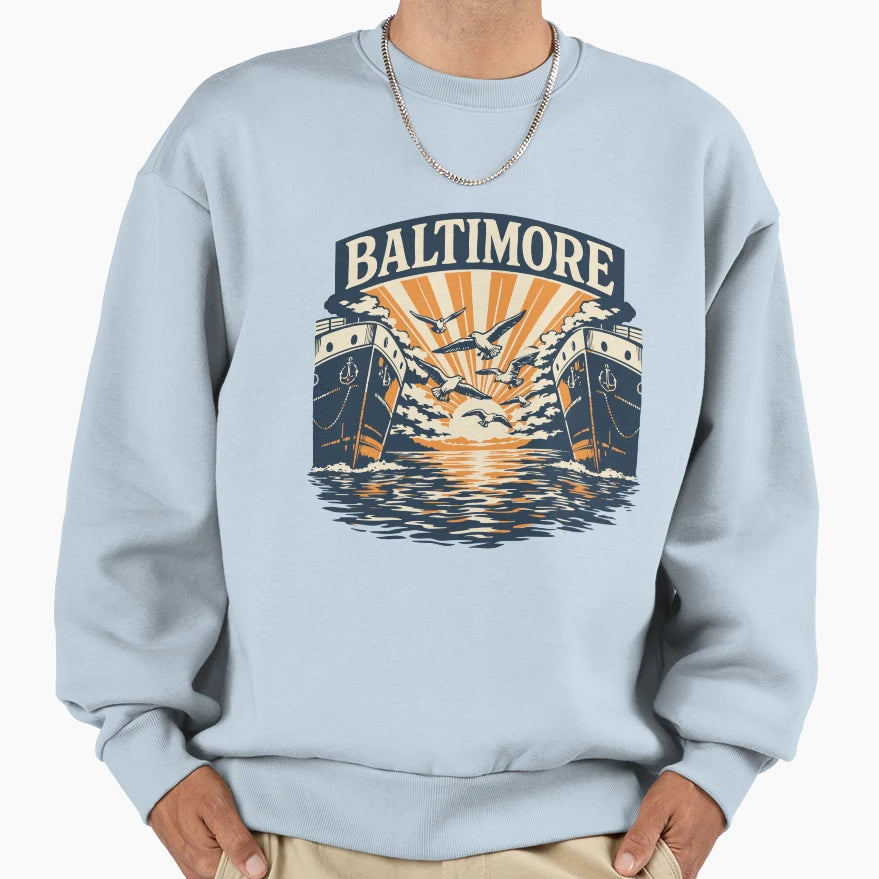 Baltimore Maryland Souvenir Harbour Sweatshirt - Unique Graphic for Adults - T-Shirt, Sweatshirt, Hoodie
