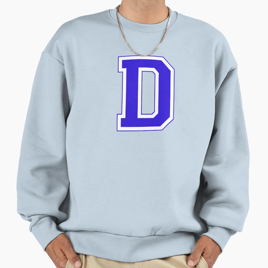 Varsity Letter D Sweatshirt - Minimalist Print for Adults - T-Shirt, Sweatshirt, Hoodie