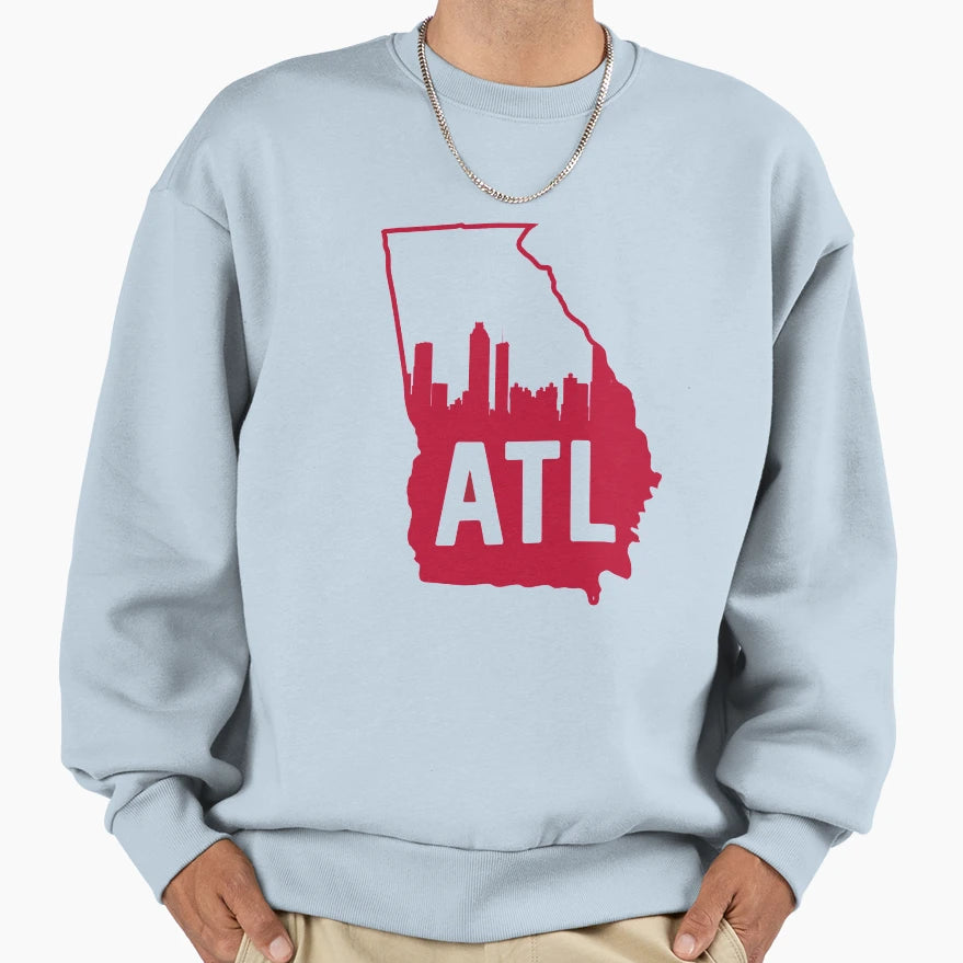 Atlanta Georgia Baseball Atl Red Sweatshirt - Streetwear Style for Adults - T-Shirt, Sweatshirt, Hoodie