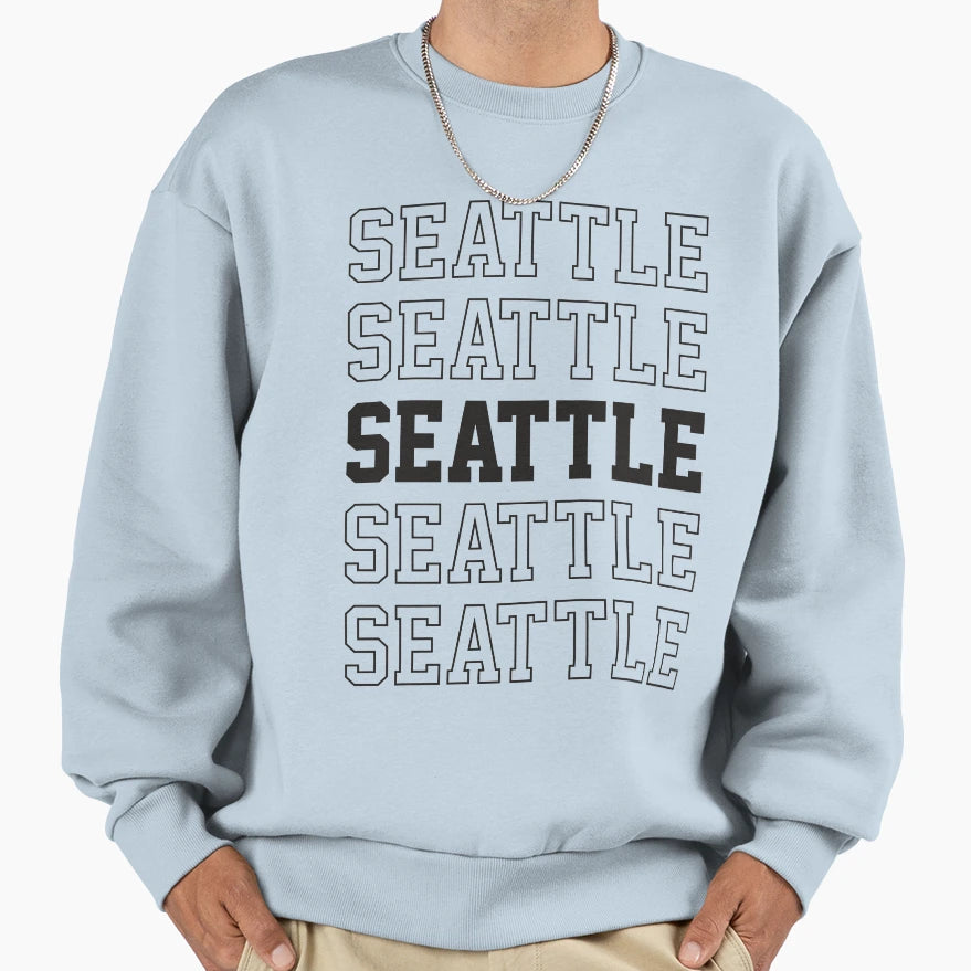 Seattle Washington City Sweatshirt - Custom Art Print Men Women - T-Shirt, Sweatshirt, Hoodie