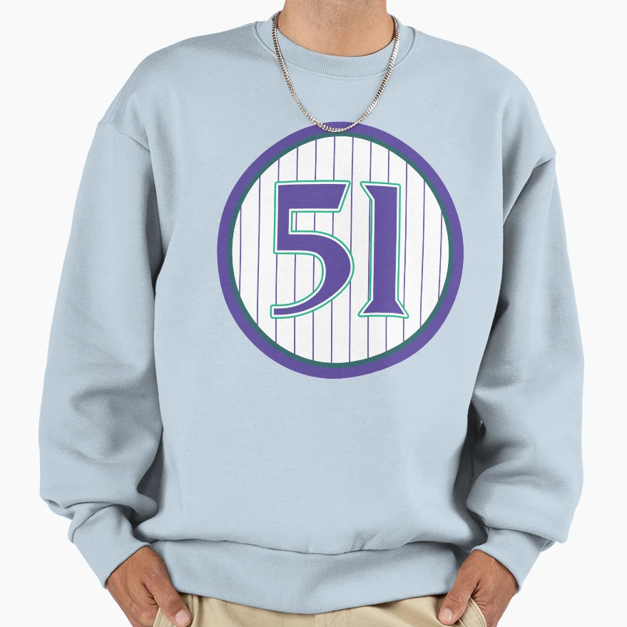 Randy Johnson 51 Jersey Number Sweatshirt - Casual Everyday Wear for Adults - T-Shirt, Sweatshirt, Hoodie