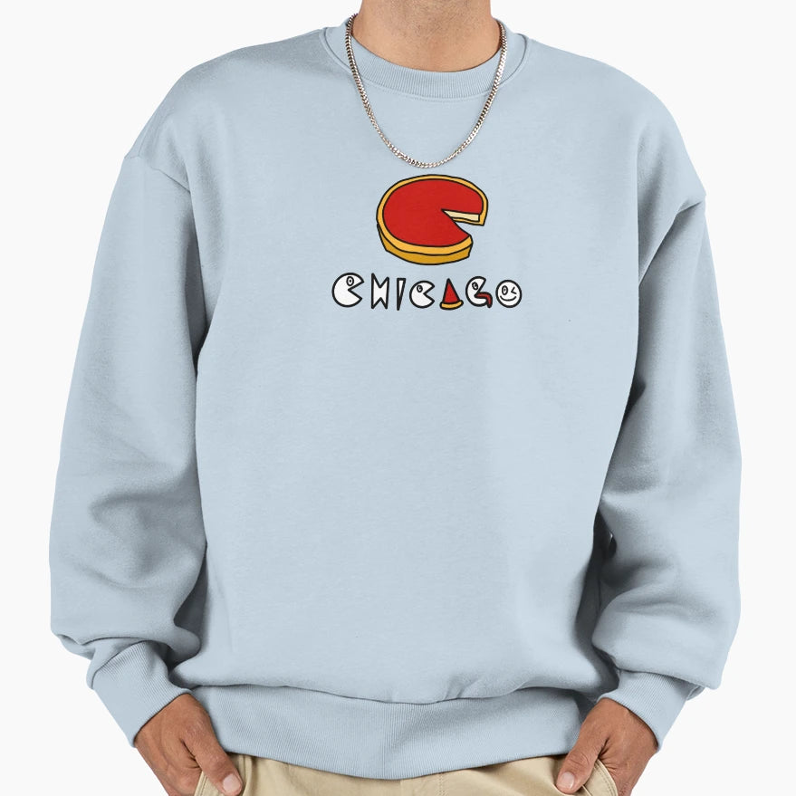 Chicago Deep Dish Pizza Sweatshirt - Trendy Graphic for Adults - T-Shirt, Sweatshirt, Hoodie