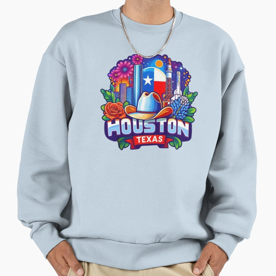 Houston Texas Usa Sweatshirt - Custom Art Print Men Women - T-Shirt, Sweatshirt, Hoodie