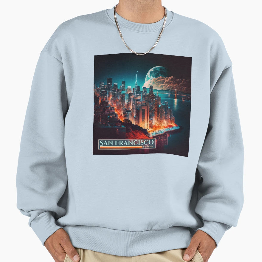 San Francisco Nights Colorful Sweatshirt - Custom Art Print for Adults - T-Shirt, Sweatshirt, Hoodie