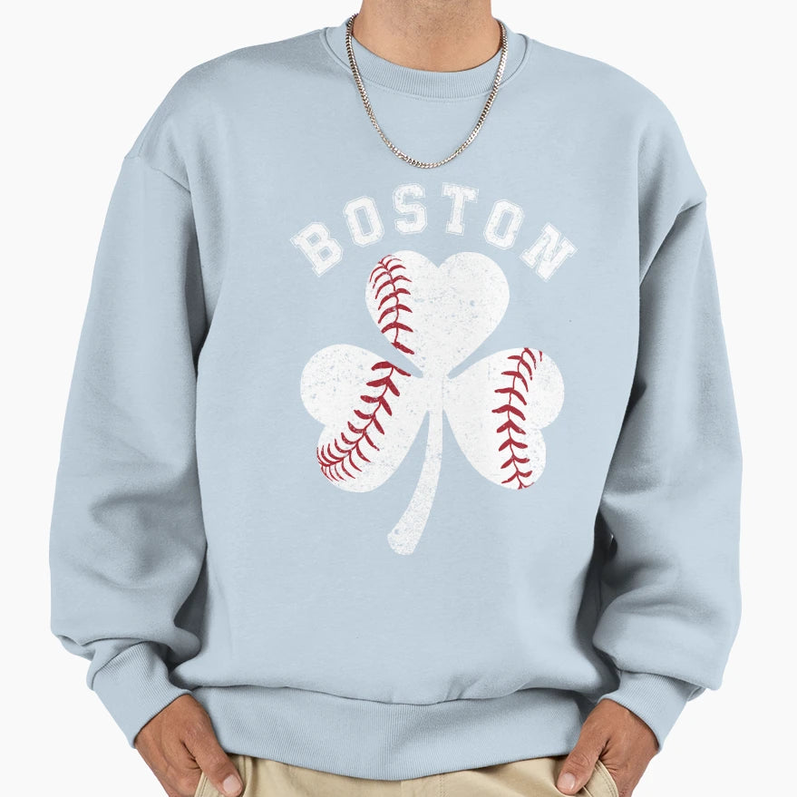 Boston Baseball Irish Shamrock St Sweatshirt - Graphic Print for Adults - T-Shirt, Sweatshirt, Hoodie