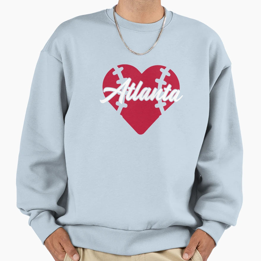I Love Atlanta Baseball Atl Heart Sweatshirt - Fun Novelty Design Unisex - T-Shirt, Sweatshirt, Hoodie